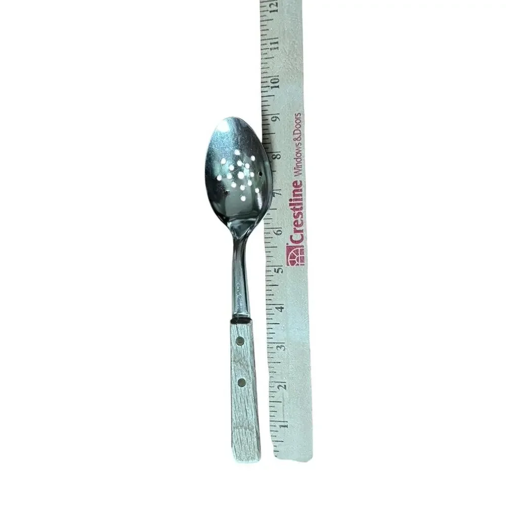 Vintage Ekco Slotted Spoon Wood Handle Kitchen Utensil Mid Century Cooking READ‎